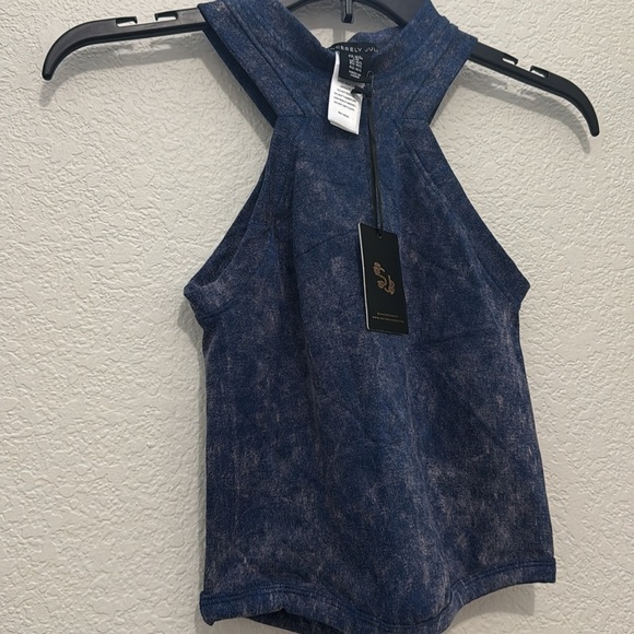 NWT Sincerely Jules Blue Halter Neck Knit Tank Top M/L Lightweight Summer - Picture 3 of 11